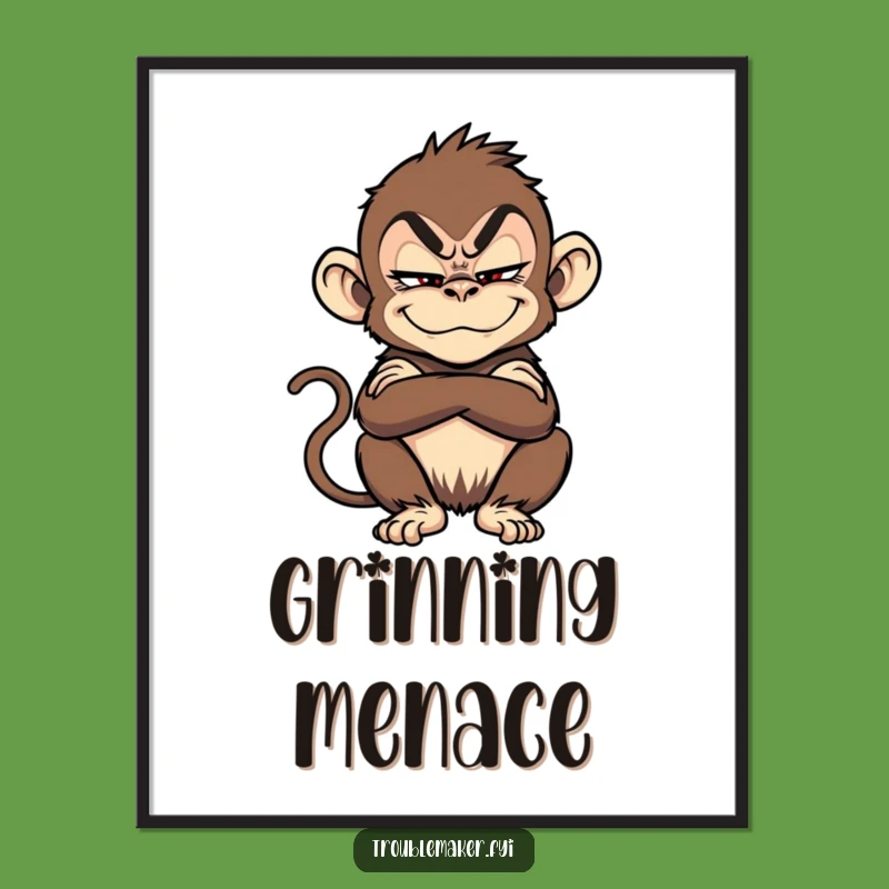 Funny Troublemaker Monkey Poster: Add Sly Charm to Your Walls with This Art Print