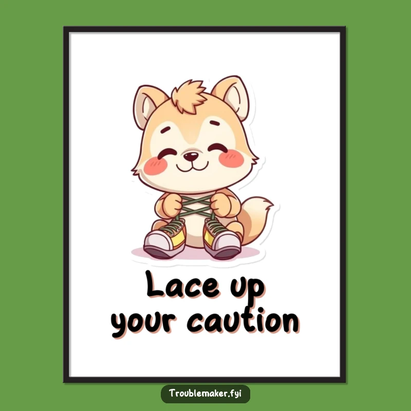 Funny Shoelace Sabotage Poster: Hilarious Animal Troublemaker Wall Art, Perfect Gift