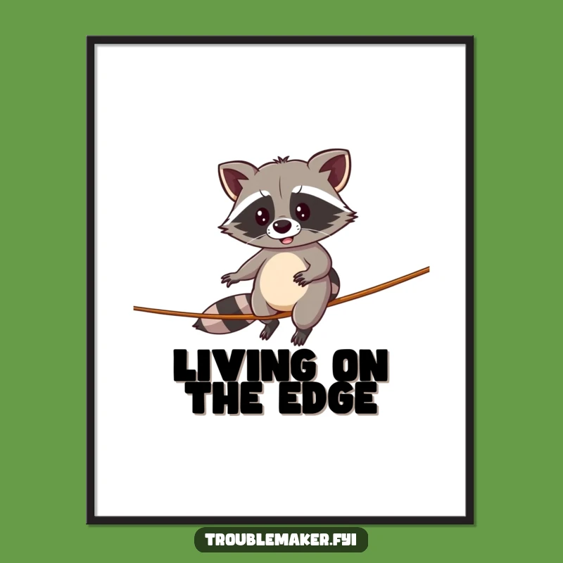 Funny Raccoon Poster: Comical Tightrope Walker, Whimsical Wall Art