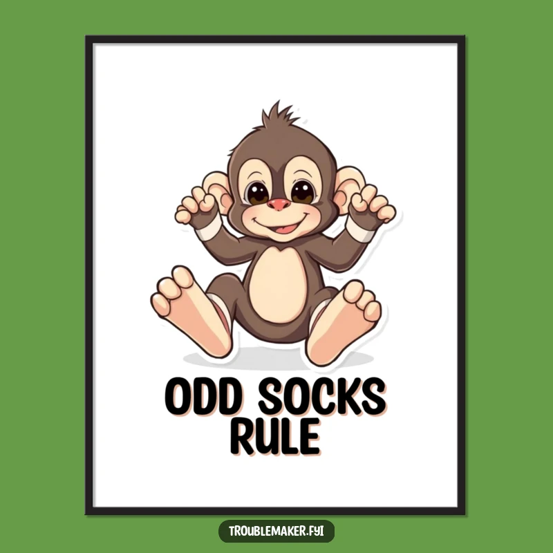 Funny Monkey Sock Poster - Hilarious Primate Fashion Art for Playful Spaces!
