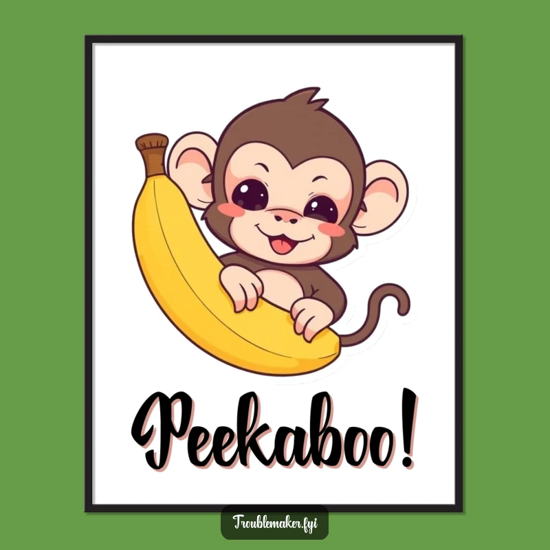Funny Animal Art Print: Monkey's Peek - Wall Art Funny Gift!