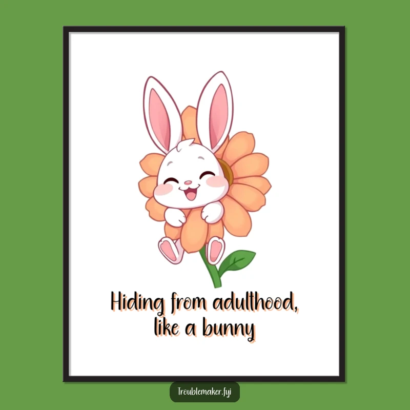 Free Printable Wall Art: Giggling Bunny Flower Whimsy - Hilarious Downloadable Decor!