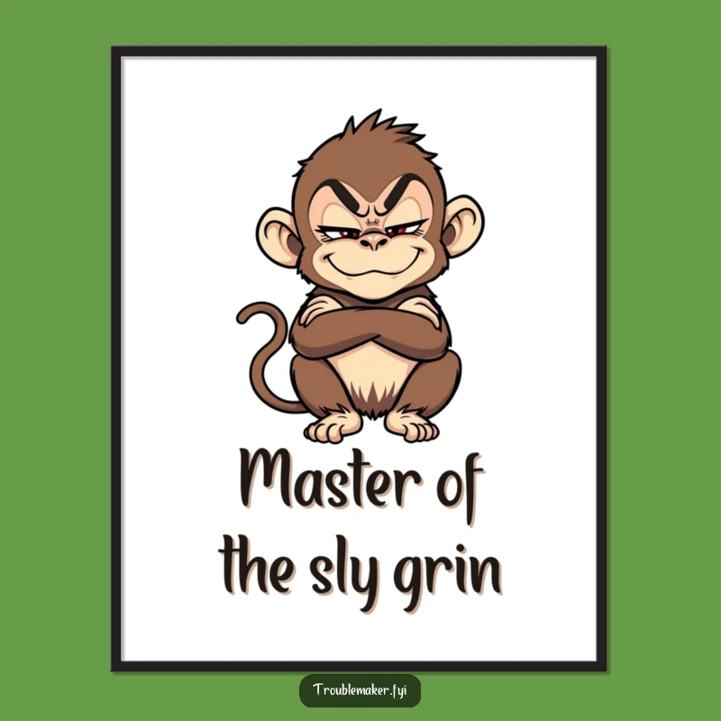 Free Printable Wall Art: Mischievous Monkey Sly Grin Downloadable Decor