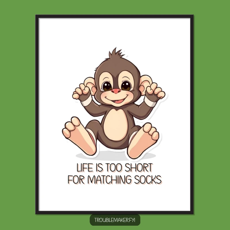 Free Printable Wall Art: Mismatched Socks Monkey, Humorous Downloadable Decor