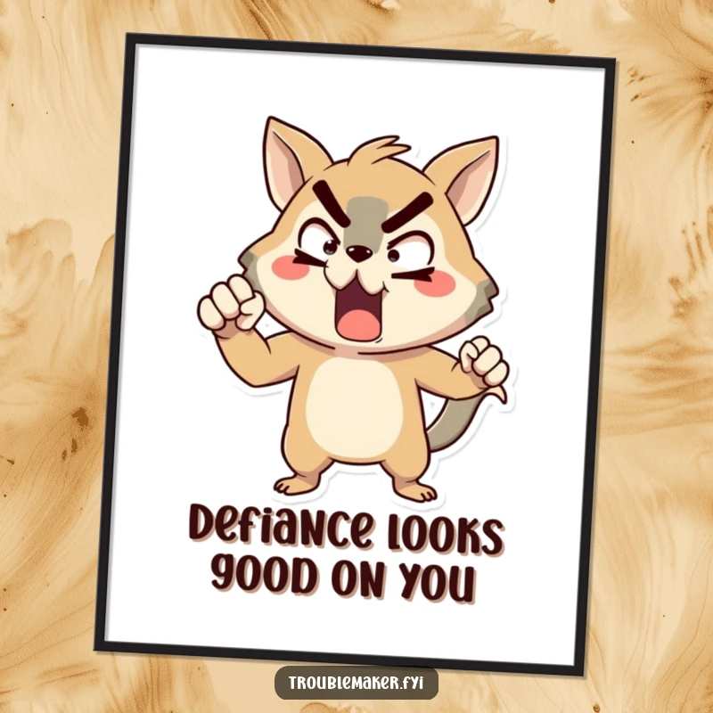 Funny Free Printable Wall Art: A humorous animal character striking an exaggerated, comical pose of mock defiance, adding playful energy to any room.