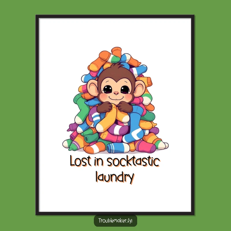 Free Printable Wall Art: Sock Hiding Monkey Whimsical Downloadable Decor