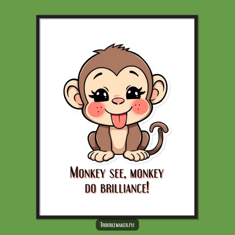Funny Free Printable Wall Art: Monkey Tongue Wink - Hilarious Downloadable Decor