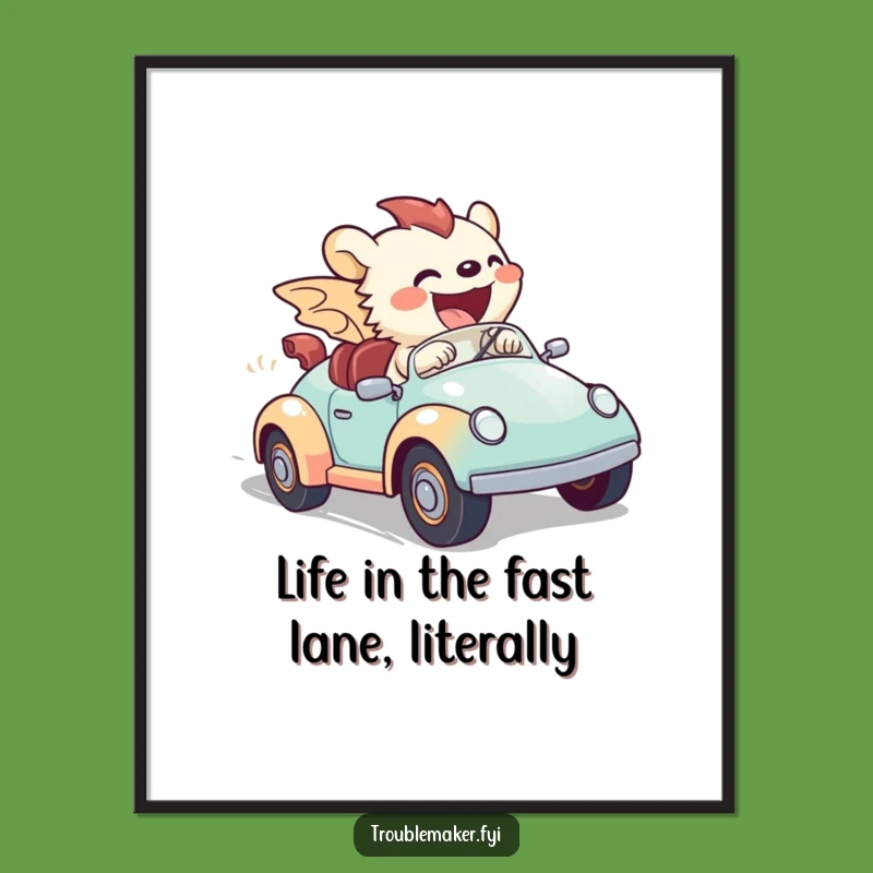 Free Printable Wall Art: Creature Speeding Toy Car, Hilarious Downloadable Decor Gift