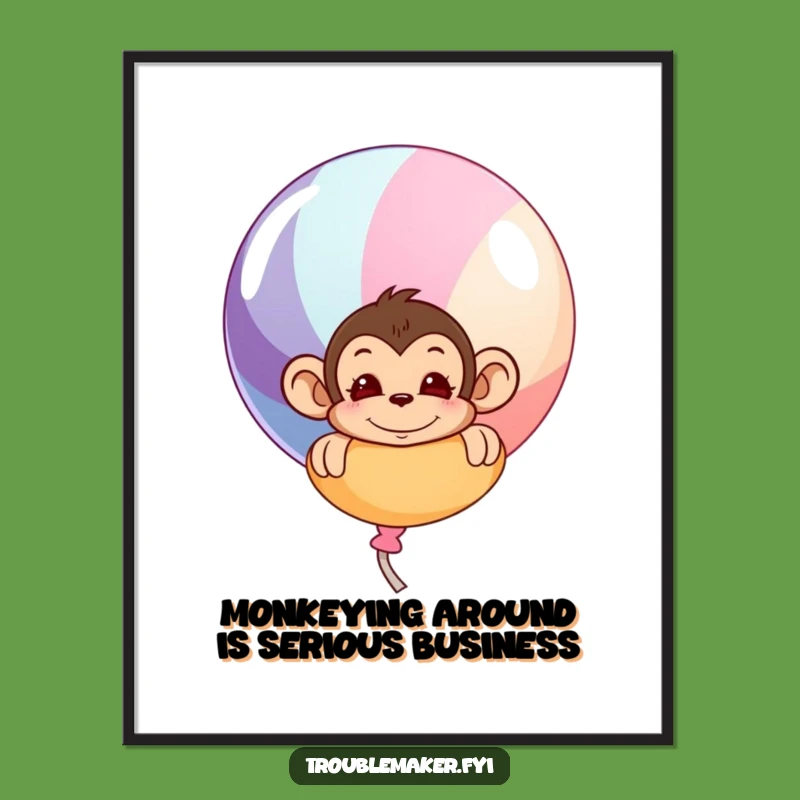 Free Printable Wall Art: Mischievous Monkey Balloon Fun - Funny Downloadable Decor