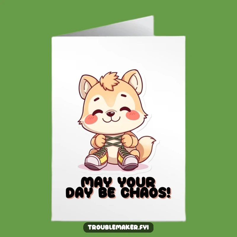 Free Printable Birthday Card: Funny Troublemaker Animal Shoelace Surprise, A Hilarious Downloadable Gift!