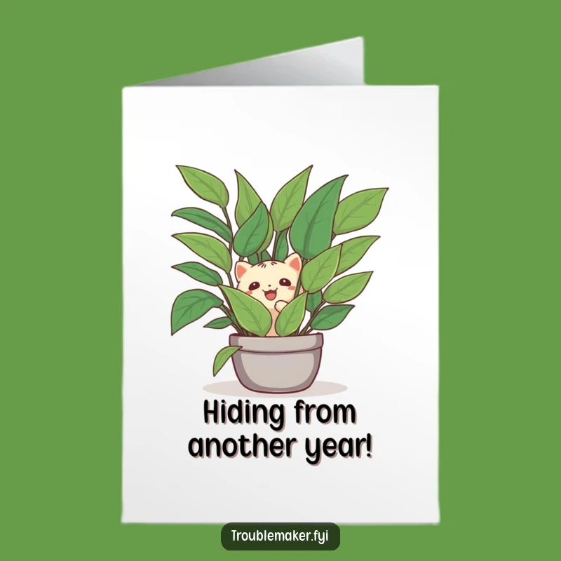 Free Printable Funny Birthday Card: Hiding Creature Plant, Hilarious Downloadable Gift