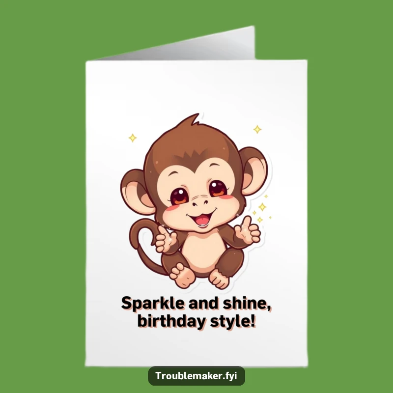 Funny Free Printable Birthday Card: Sparkle Monkey DL Gift