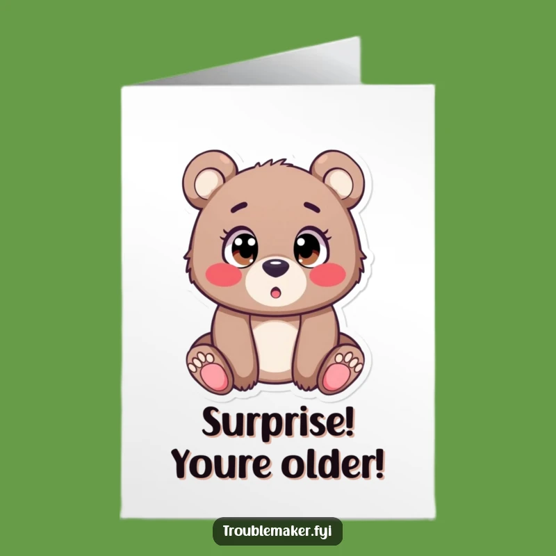 Funny Free Printable Birthday Card: Surprised Bear Cub - Shocking Downloadable Joy