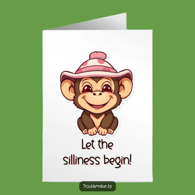 Free Printable Birthday Card: Silly Hat Monkey Smile - Funny Downloadable Gift