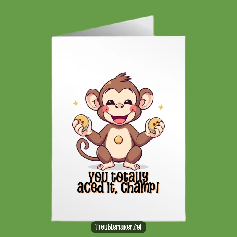 Free Printable Congrats Card: Juggling Monkey Whimsical Downloadable Gift