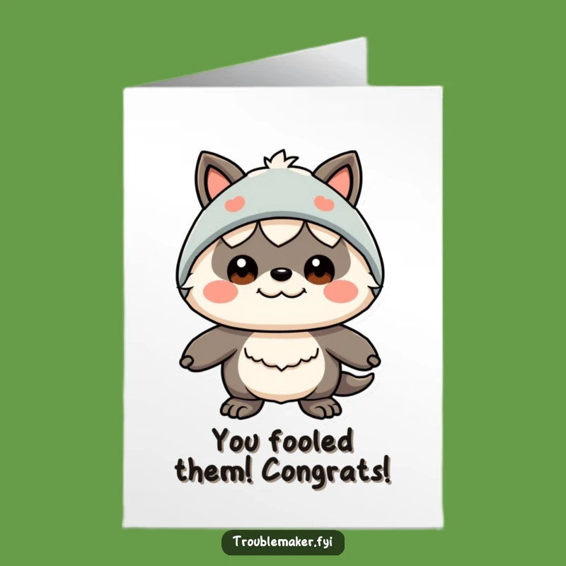 Free Printable Congrats Card: Mystery Disguise Creature - Funny Downloadable Celebration