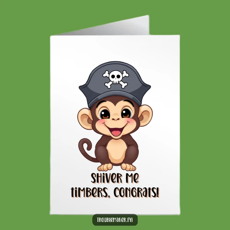 Free Printable Congrats Card: Playful Pirate Monkey Celebration Downloadable Gift