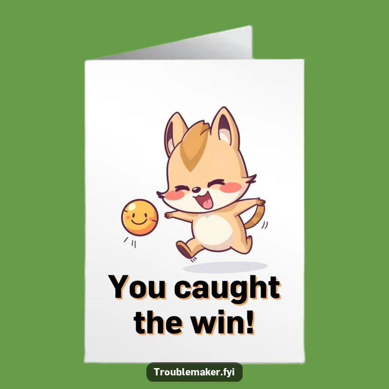 Free Printable Congrats Card: Goofy Critter's Winning Chase - Funny Downloadable Gift