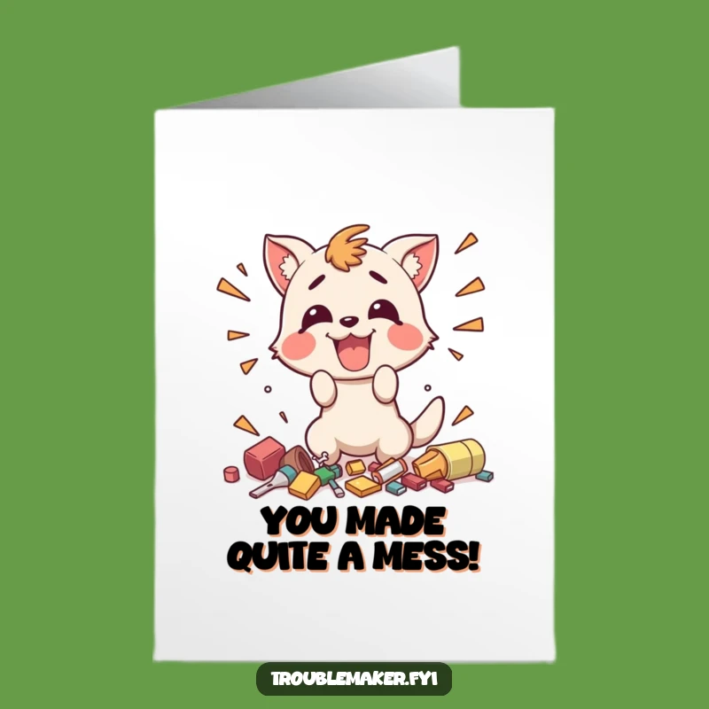 Free Printable Little Mess Congrats Card: Funny Animal's Joyful Chaos Gift!