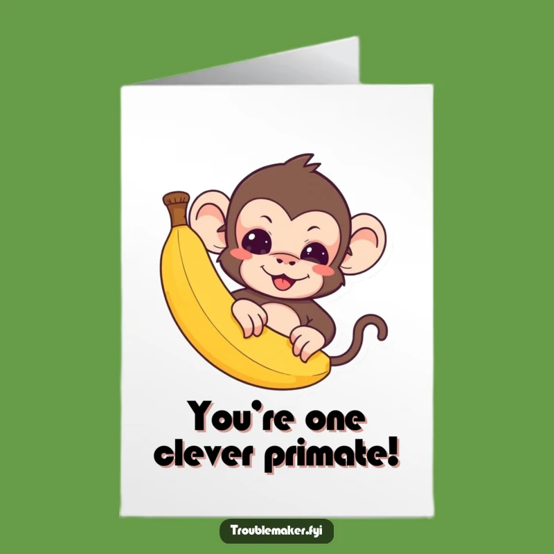 Free Printable Humorous Congratulations Card: Monkey's Cheeky Success Peek Downloadable Gift!