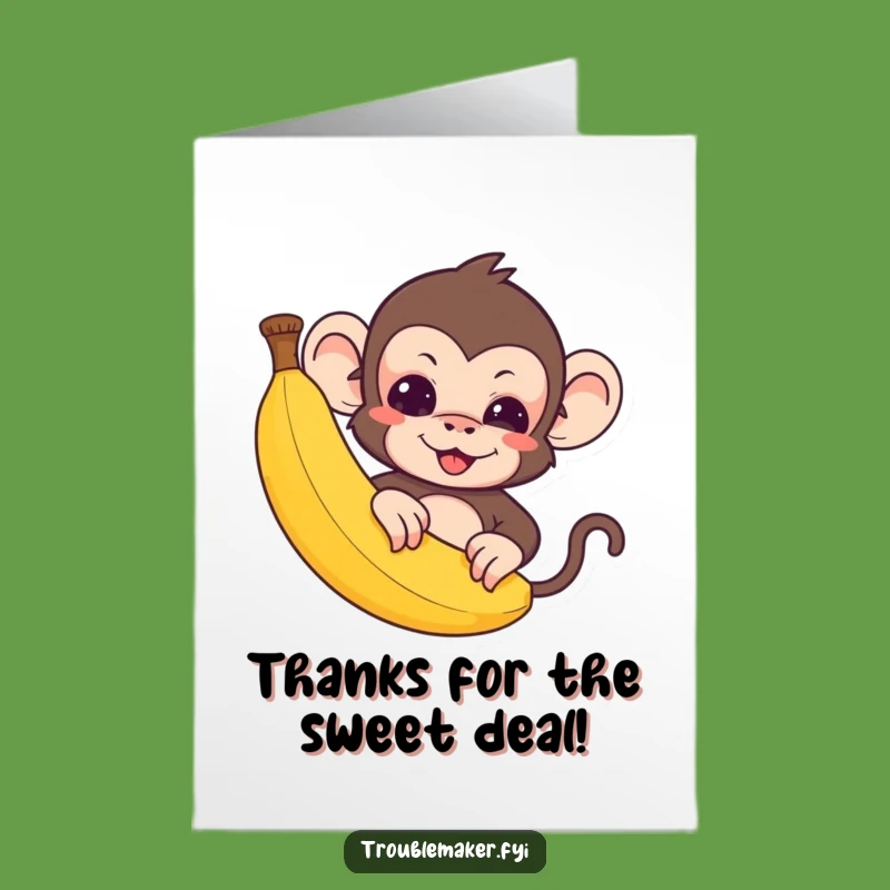 Free Printable Funny Thank You Card: Monkey's Grateful Banana Hideaway Downloadable Gift!
