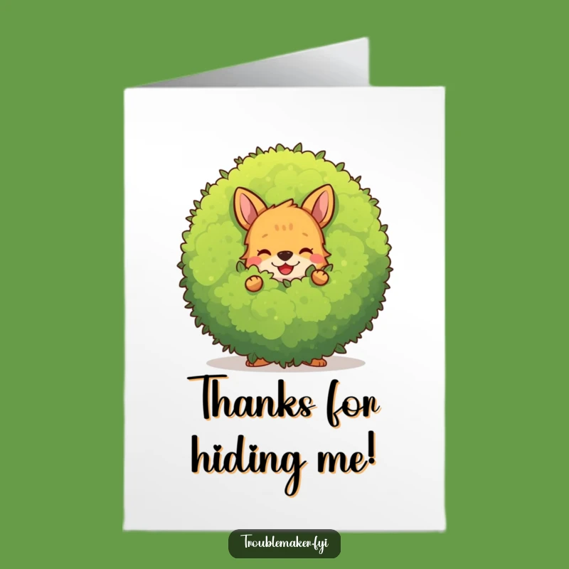 Free Printable Thank You Card: Bushy Surprise from a Playful, Hidden Animal!