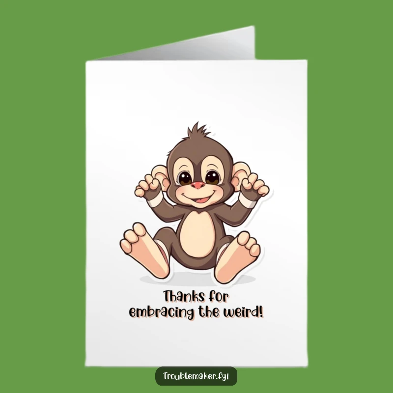 Free Printable Thank You Card: Mismatched Socks Monkey Funny Downloadable Gift