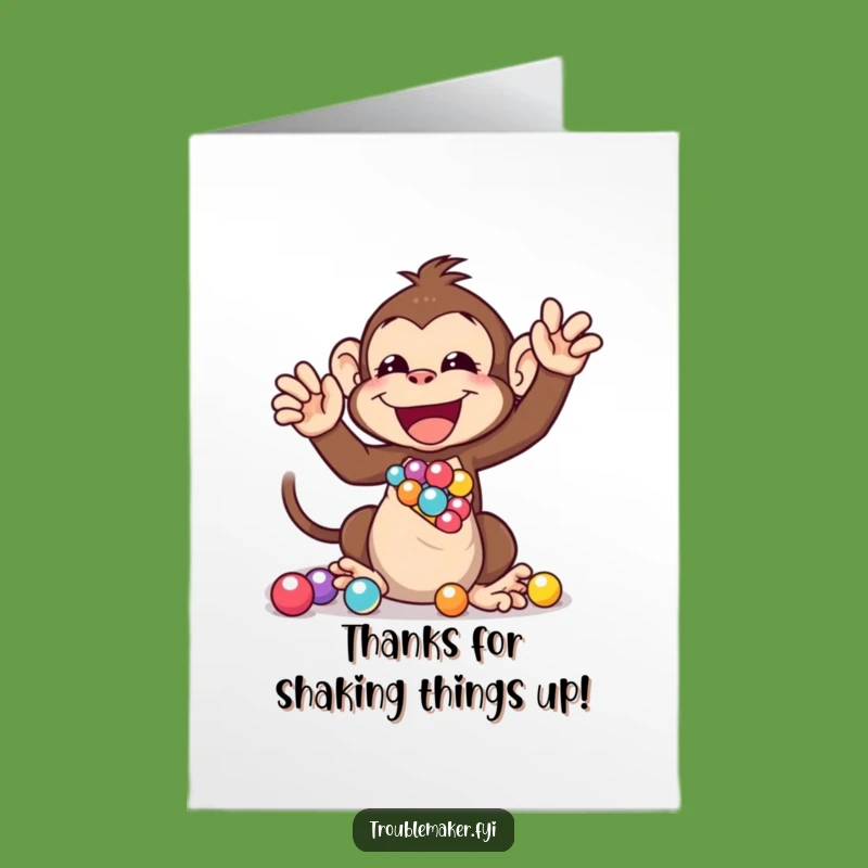 Free Printable Thank You Card: Monkey Shakes Marbles, Funny Downloadable Gift