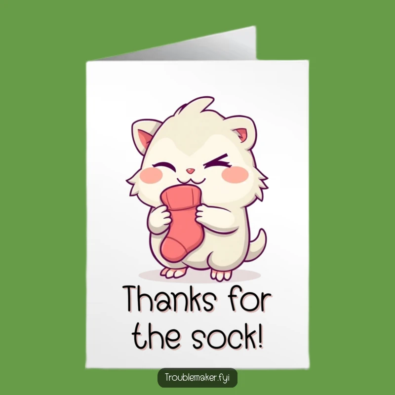Free Printable Thank You Card: Sock Thief Creature, Hilarious Downloadable Gratitude Gift