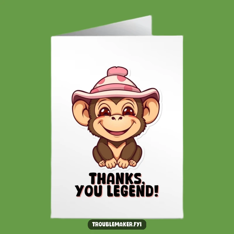 Free Printable Thank You Card: Silly Monkey Hat Thanks - Funny Downloadable Gift