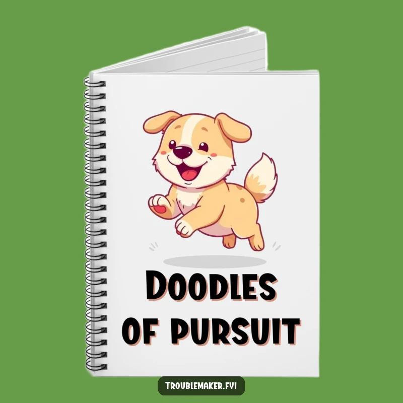 Funny Dog Chasing Tail Notebook - Journal Your Happy Thoughts
