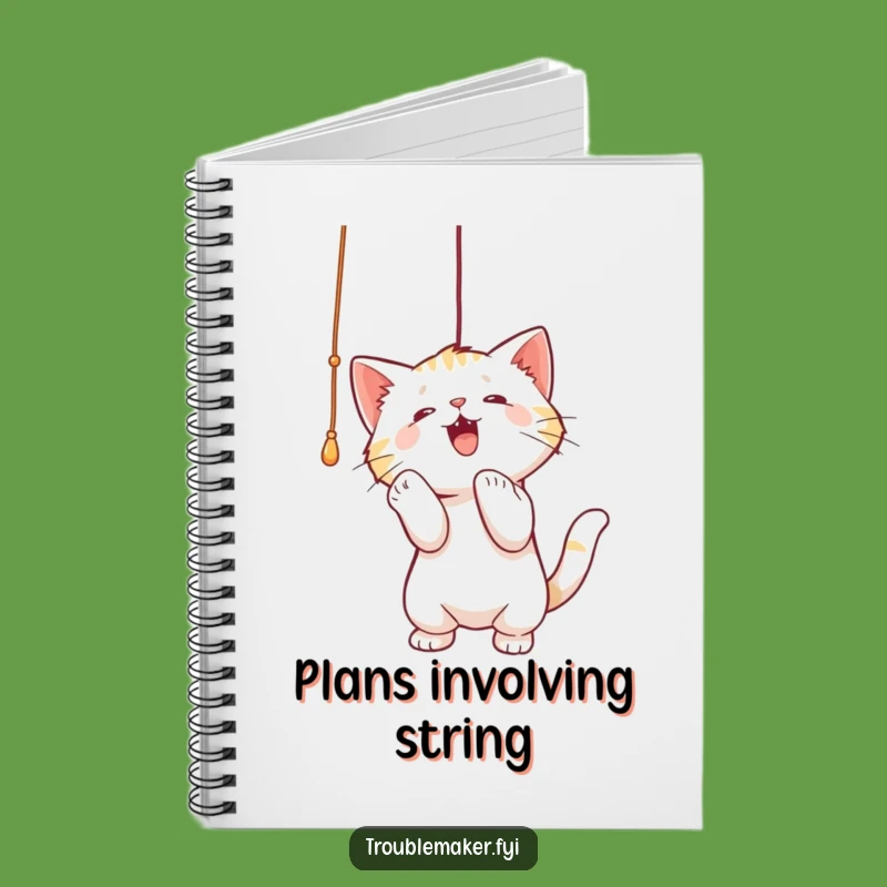 Funny Cat Batting String Notebook - Journal Your Playful Ideas