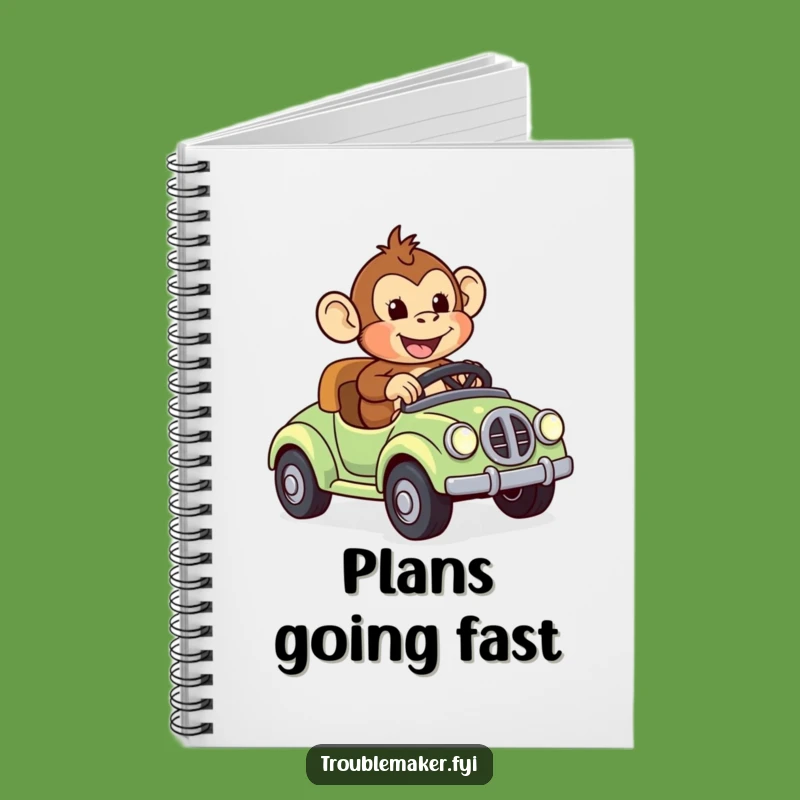 Funny Monkey Toy Car Notebook - Jot Down Adventures with Primate Joy!