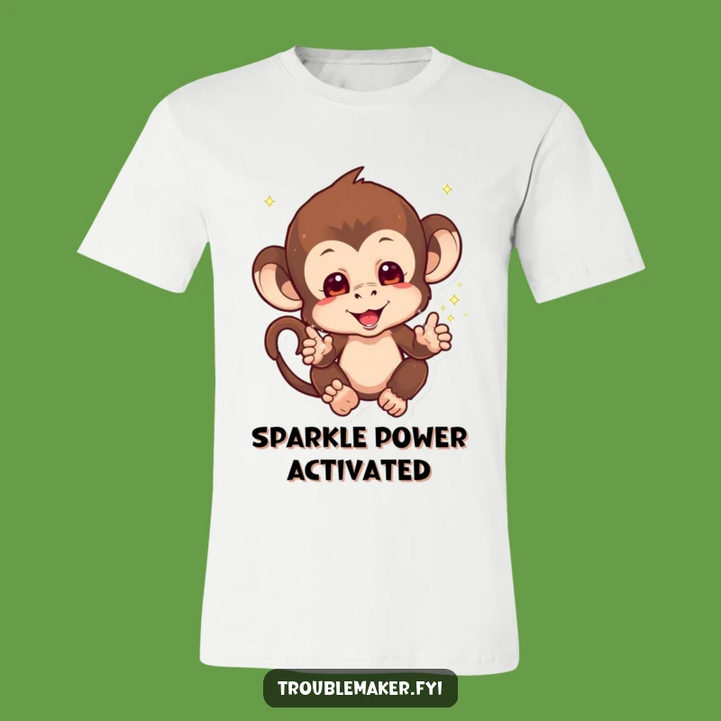 Funny Sparkle Monkey T-Shirt: Mischievous Magic Primate Tee