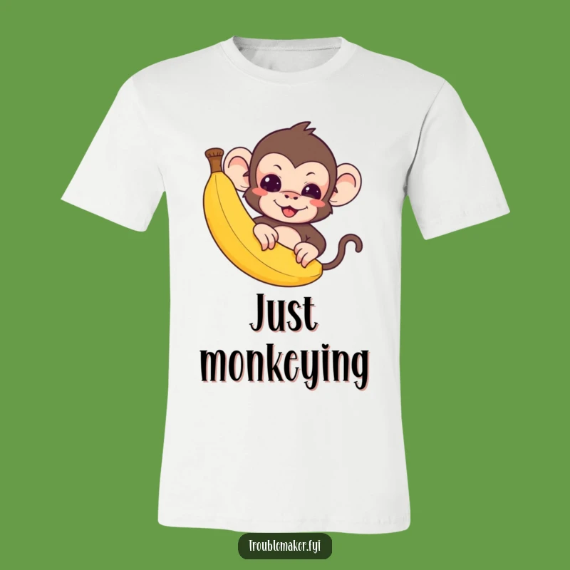 Funny Monkey T-Shirt: Troublemaker Banana Peek - Hilarious Funny Gift!