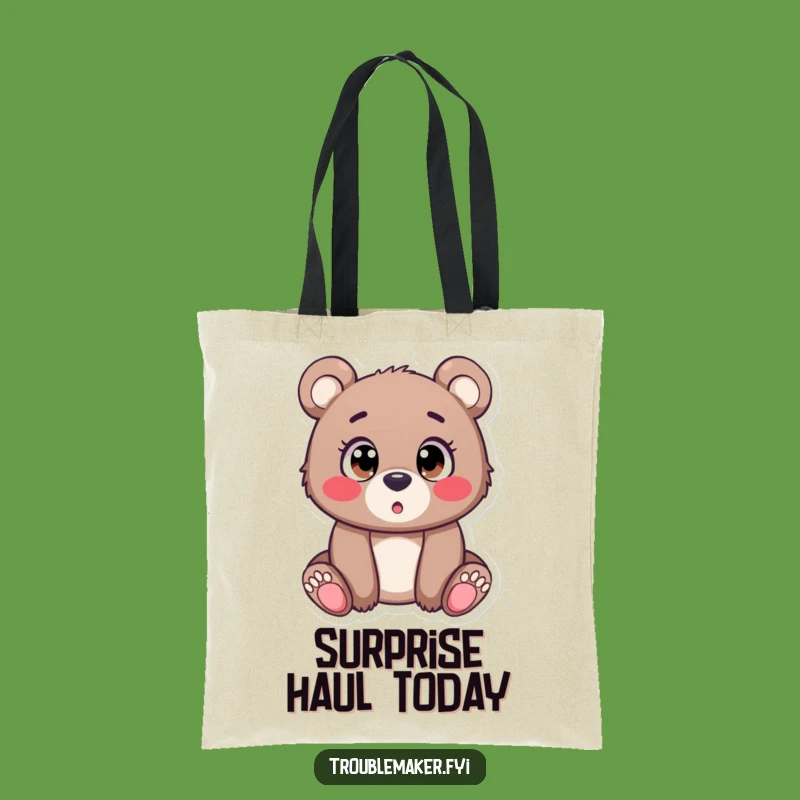 Funny Bear Cub Surprise Tote Bag: Carry Your Reactions with Humor