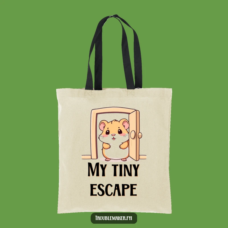 Funny Curious Hamster Tote Bag: Peeking Character Carryall Gift
