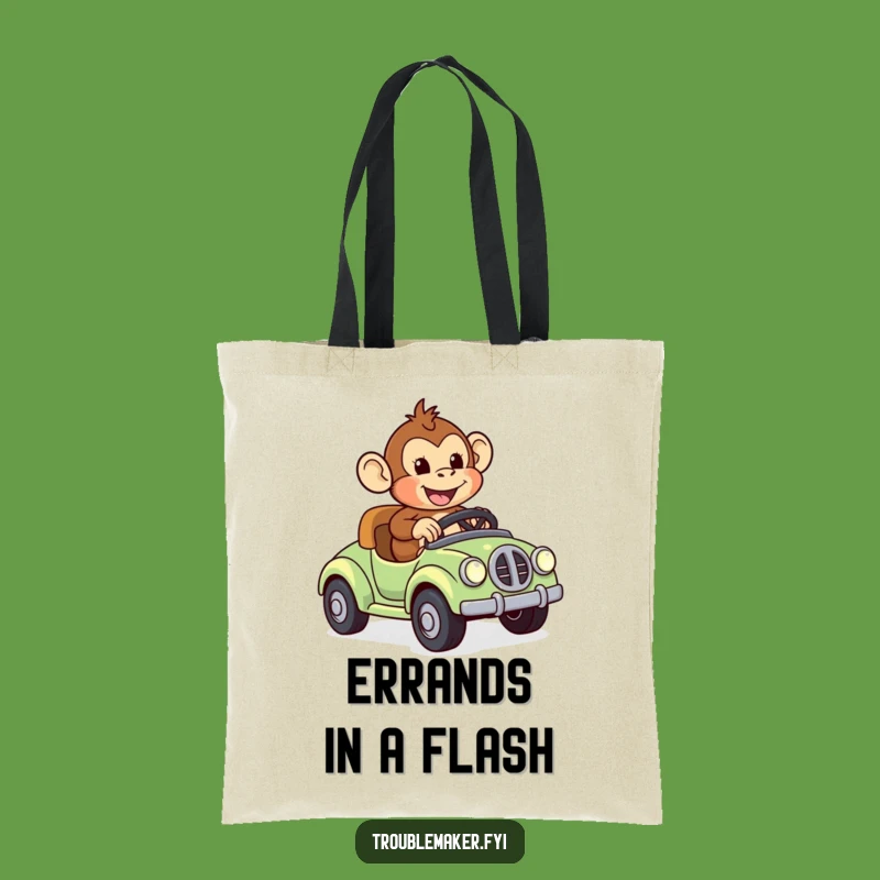 Funny Monkey Toy Car Tote Bag - Carry Your Adventures with Hilarious Primate Style!